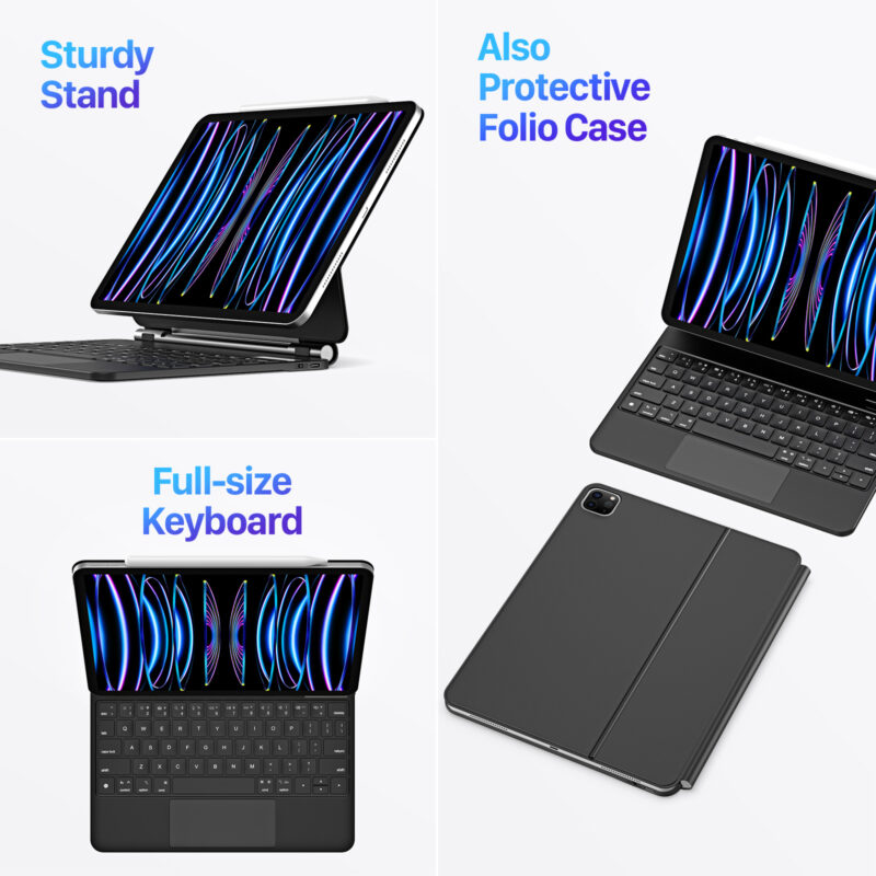 Magnetic Wireless Backlit Keyboard Case for iPad(Balck)