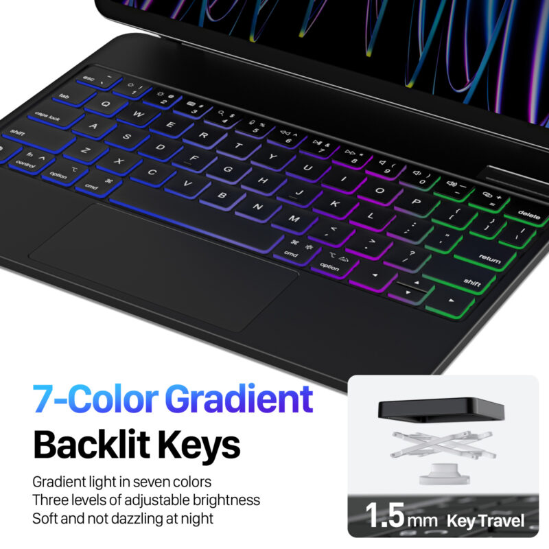 Magnetic Wireless Backlit Keyboard Case for iPad(Balck)