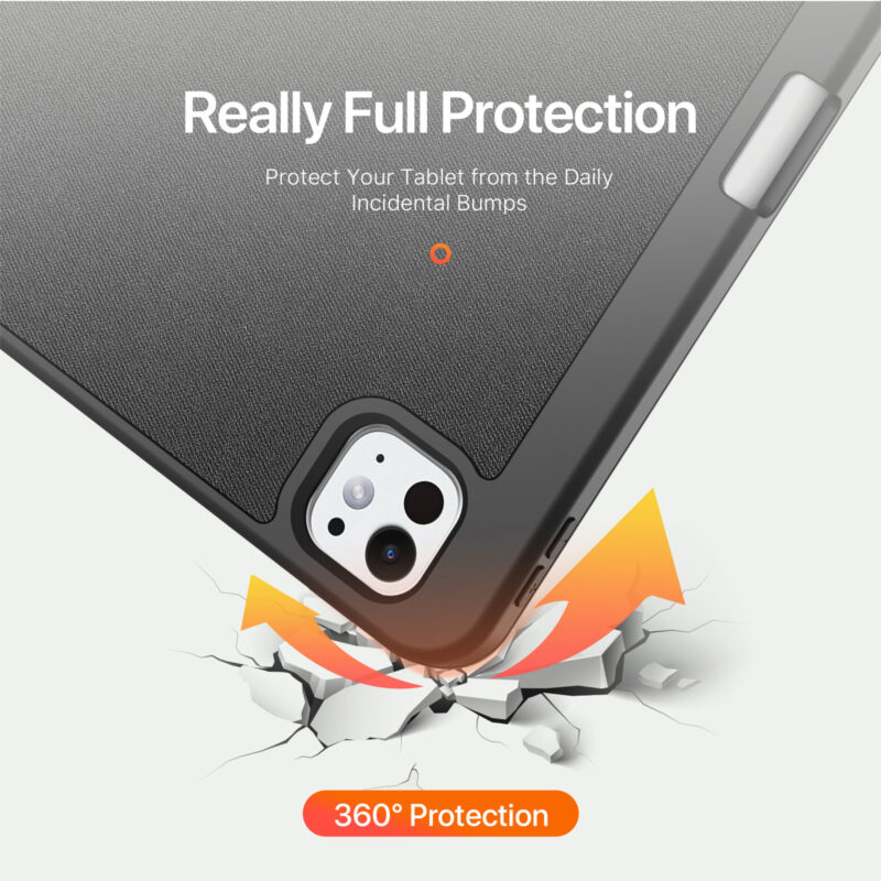 Magnetic Smart Cover for iPad with Pencil Storage(Black)