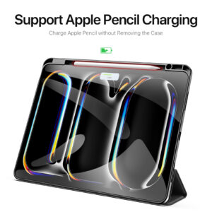 Magnetic Smart Cover for iPad with Pencil Storage(Black)