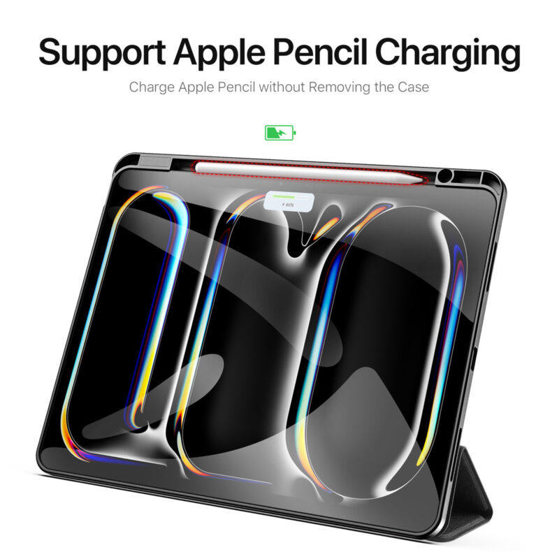 Magnetic Smart Cover for iPad with Pencil Storage(Black)