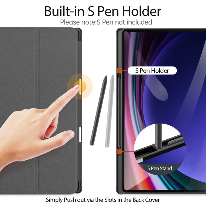 Magnetic Smart Folio Case for Samsung Galaxy Tab with S Pen Holder(Black)
