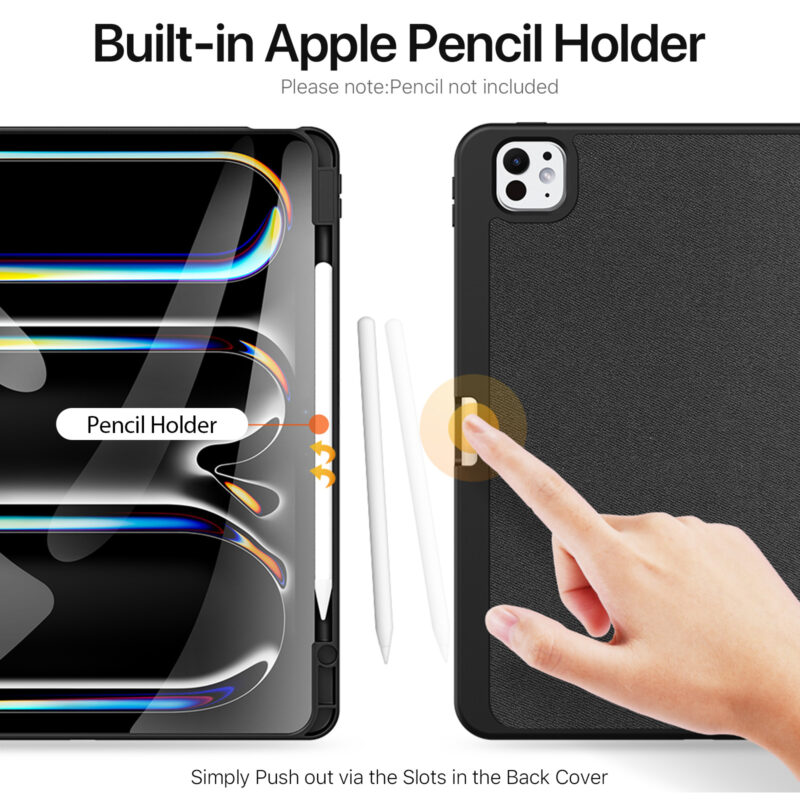 Magnetic Smart Cover for iPad with Pencil Storage(Black)