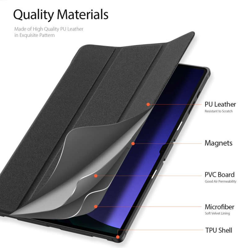 Magnetic Smart Folio Case for Samsung Galaxy Tab with S Pen Holder(Black)