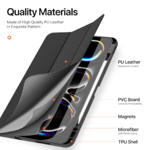 Magnetic Smart Cover for iPad with Pencil Storage(Black)