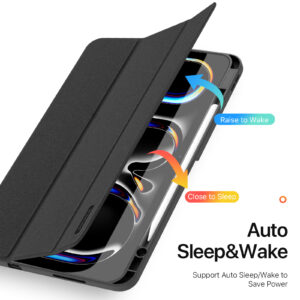 Magnetic Smart Cover for iPad with Pencil Storage(Black)