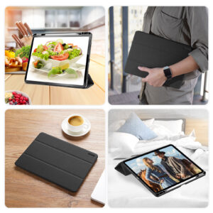 Magnetic Smart Cover for iPad with Pencil Storage(Black)