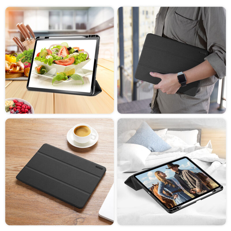 Magnetic Smart Cover for iPad with Pencil Storage(Black)