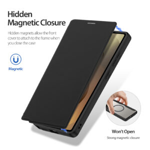MagSafe® Compatible Phantom Black 3-in-1 Wallet No Ring Stand Case for Samsung Galaxy