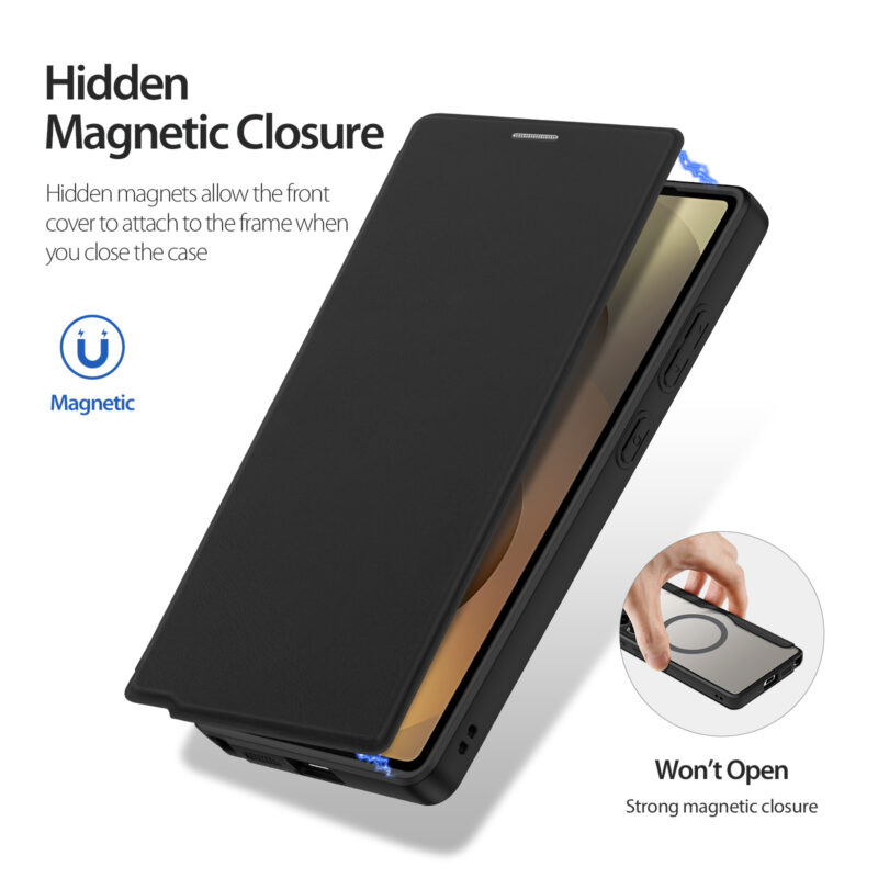 MagSafe® Compatible Phantom Black 3-in-1 Wallet No Ring Stand Case for Samsung Galaxy