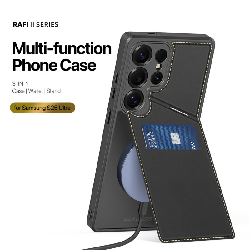 MagSafe® Compatible Midnight Black - 3-in-1 Wallet & Stand Case for Samsung Galaxy