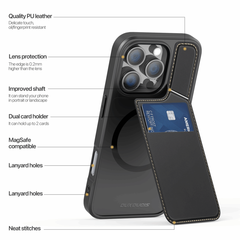 MagSafe® Compatible Onyx Black - 3-in-1 Case with Wallet, Stand & RFID Protection for iPhone