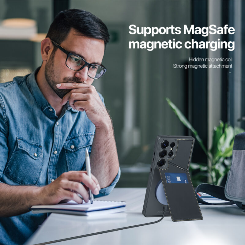 MagSafe® Compatible Midnight Black - 3-in-1 Wallet & Stand Case for Samsung Galaxy