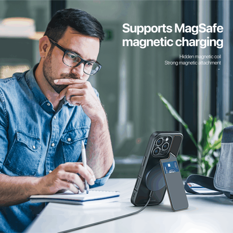 MagSafe® Compatible Onyx Black - 3-in-1 Case with Wallet, Stand & RFID Protection for iPhone