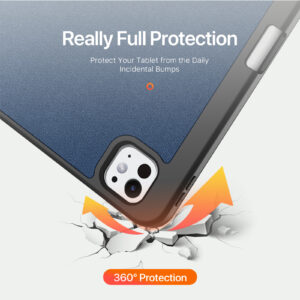 Magnetic Smart Cover for iPad with Pencil Storage(Blue)