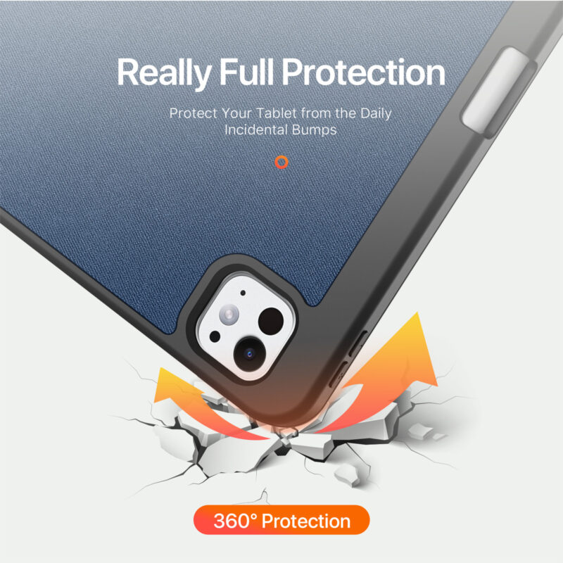 Magnetic Smart Cover for iPad with Pencil Storage(Blue)