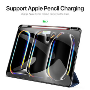 Magnetic Smart Cover for iPad with Pencil Storage(Blue)
