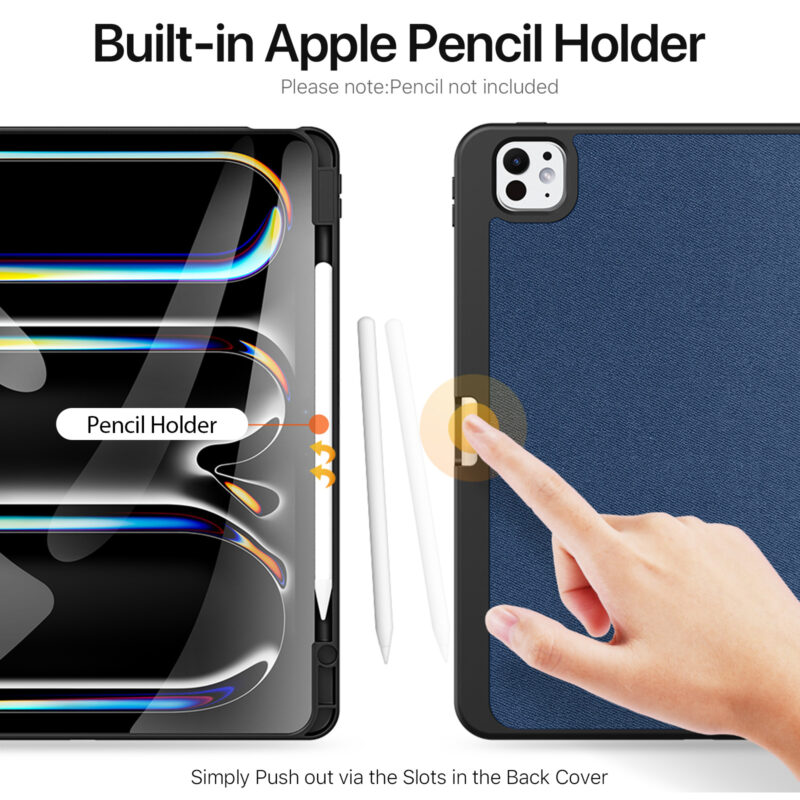 Magnetic Smart Cover for iPad with Pencil Storage(Blue)
