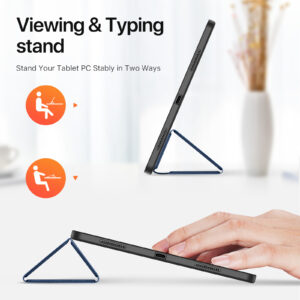 Magnetic Smart Cover for iPad with Pencil Storage(Blue)