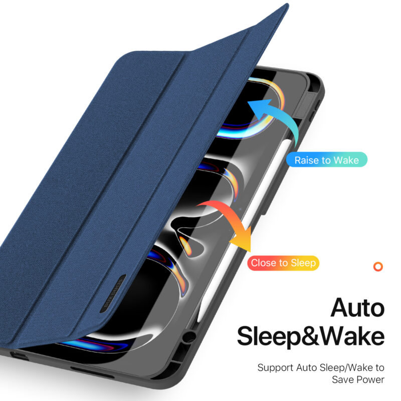 Magnetic Smart Cover for iPad with Pencil Storage(Blue)