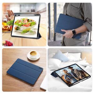 Magnetic Smart Cover for iPad with Pencil Storage(Blue)