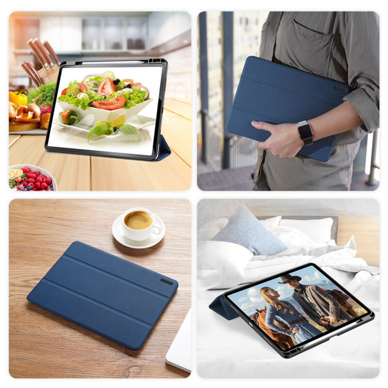 Magnetic Smart Cover for iPad with Pencil Storage(Blue)