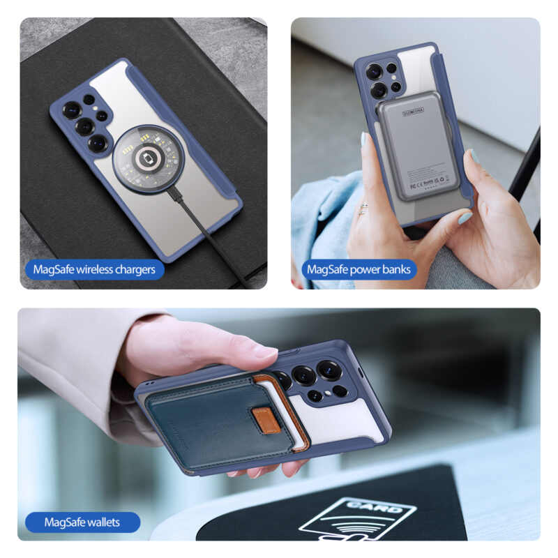 MagSafe® Compatible Abyss Blue 3-in-1 Wallet No Ring Stand Case for Samsung Galaxy