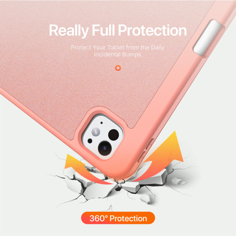Magnetic Smart Cover for iPad with Pencil Storage(Pink)