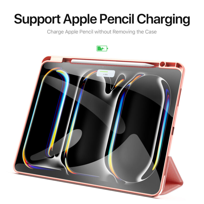 Magnetic Smart Cover for iPad with Pencil Storage(Pink)