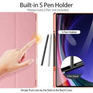 Magnetic Smart Folio Case for Samsung Galaxy Tab with S Pen Holder(Pink)