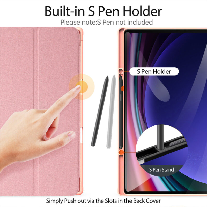 Magnetic Smart Folio Case for Samsung Galaxy Tab with S Pen Holder(Pink)