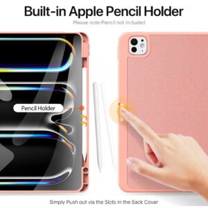 Magnetic Smart Cover for iPad with Pencil Storage(Pink)