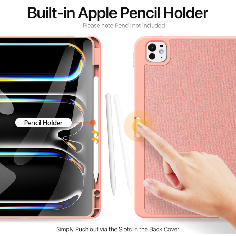 Magnetic Smart Cover for iPad with Pencil Storage(Pink)