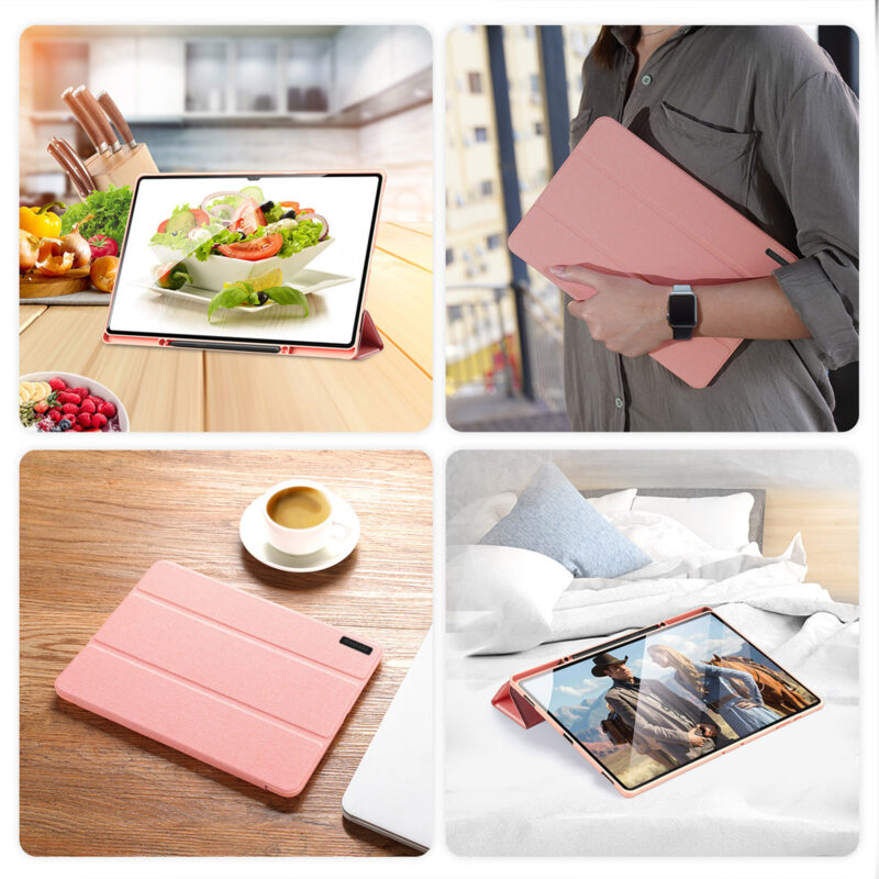 Magnetic Smart Folio Case for Samsung Galaxy Tab with S Pen Holder(Pink)