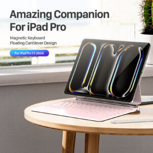 Magnetic Wireless Backlit Keyboard Case for iPad(Pink)
