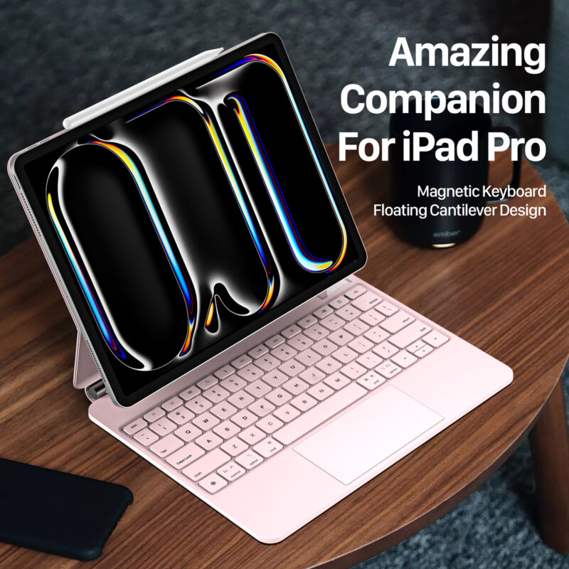 Magnetic Wireless Backlit Keyboard Case for iPad(Pink)