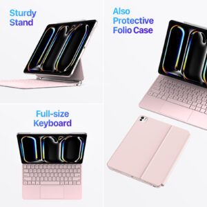 Magnetic Wireless Backlit Keyboard Case for iPad(Pink)