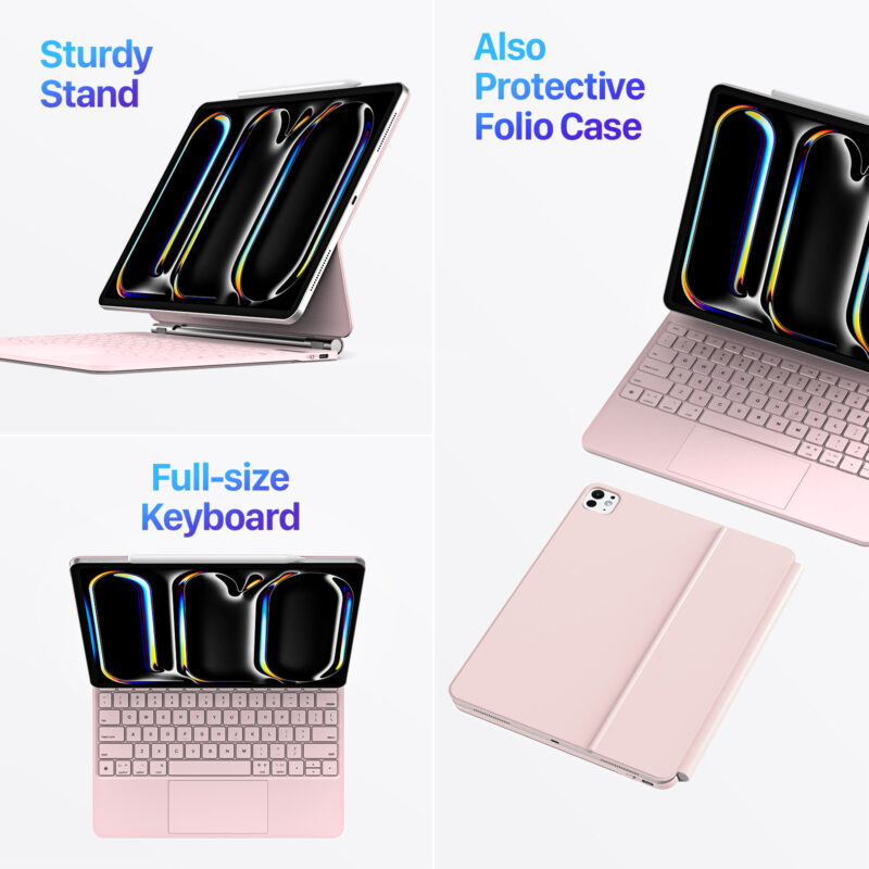 Magnetic Wireless Backlit Keyboard Case for iPad(Pink)