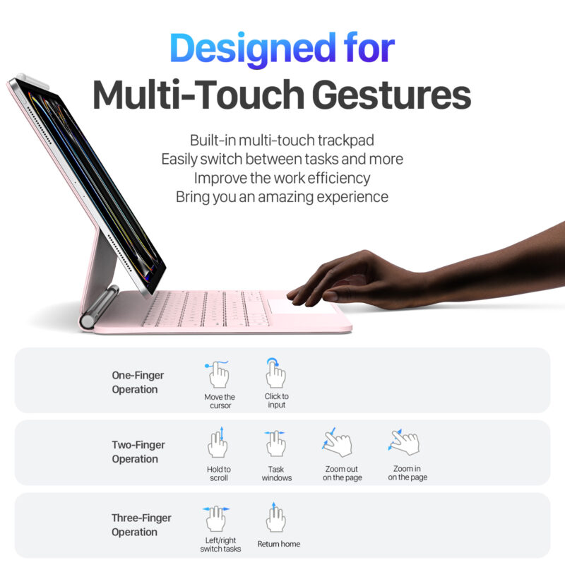 Magnetic Wireless Backlit Keyboard Case for iPad(Pink)