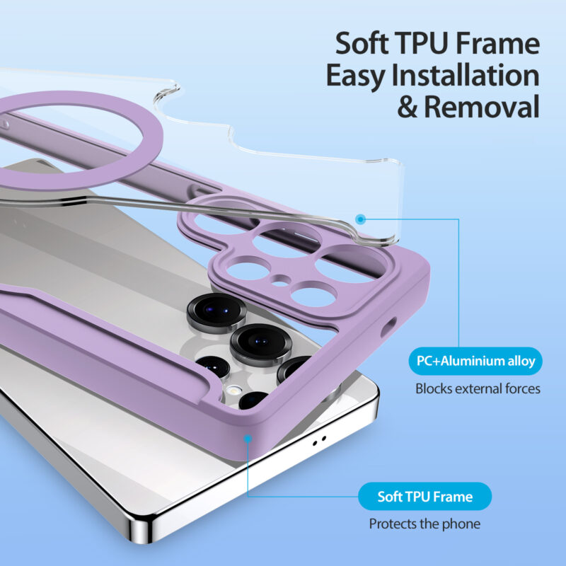 MagSafe® Compatible Amethyst Blush 3-in-1 Wallet No Ring Stand Case for Samsung Galaxy