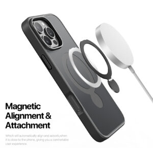 MagSafe® Compatible Carbon Shadow Case with 360° Ring Stand & Drop Protection for iPhone 16 Series