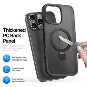 MagSafe® Compatible Carbon Shadow Case with 360° Ring Stand & Drop Protection for iPhone 16 Series